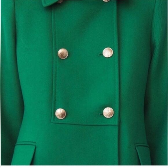 NWT ZARA Green Coat Jacket BUTTONED TAILORED GREEN Size XS - Picture 11 of 15